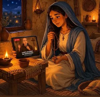 Maria rezando o rosário da madrugada